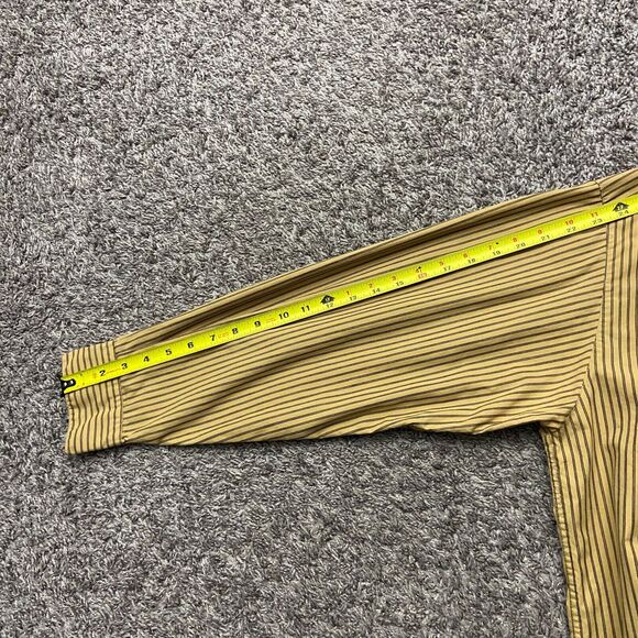 Vintage Striped Button Down Shirt Long Sleeve Vertical Stripe y2k Brown Large - Picture 7 of 8